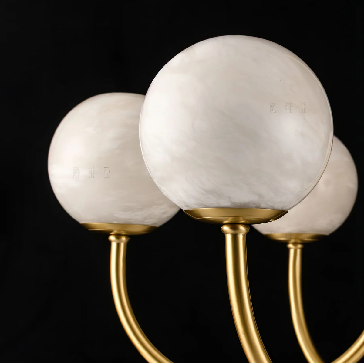 Front view of Aurelian alabaster globe chandelier lighting for elegant home interiors