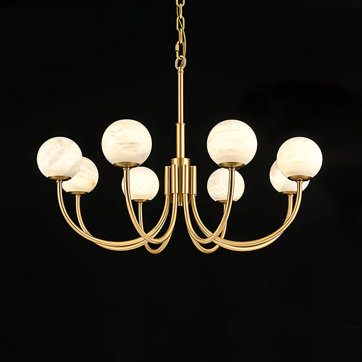 Front view of Aurelian alabaster globe chandelier lighting for stylish modern interiors