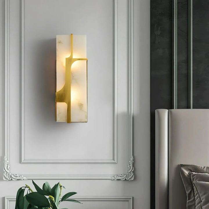 Aurevon modern wall sconce light mounted beside bed, stylish bedroom wall lighting view
