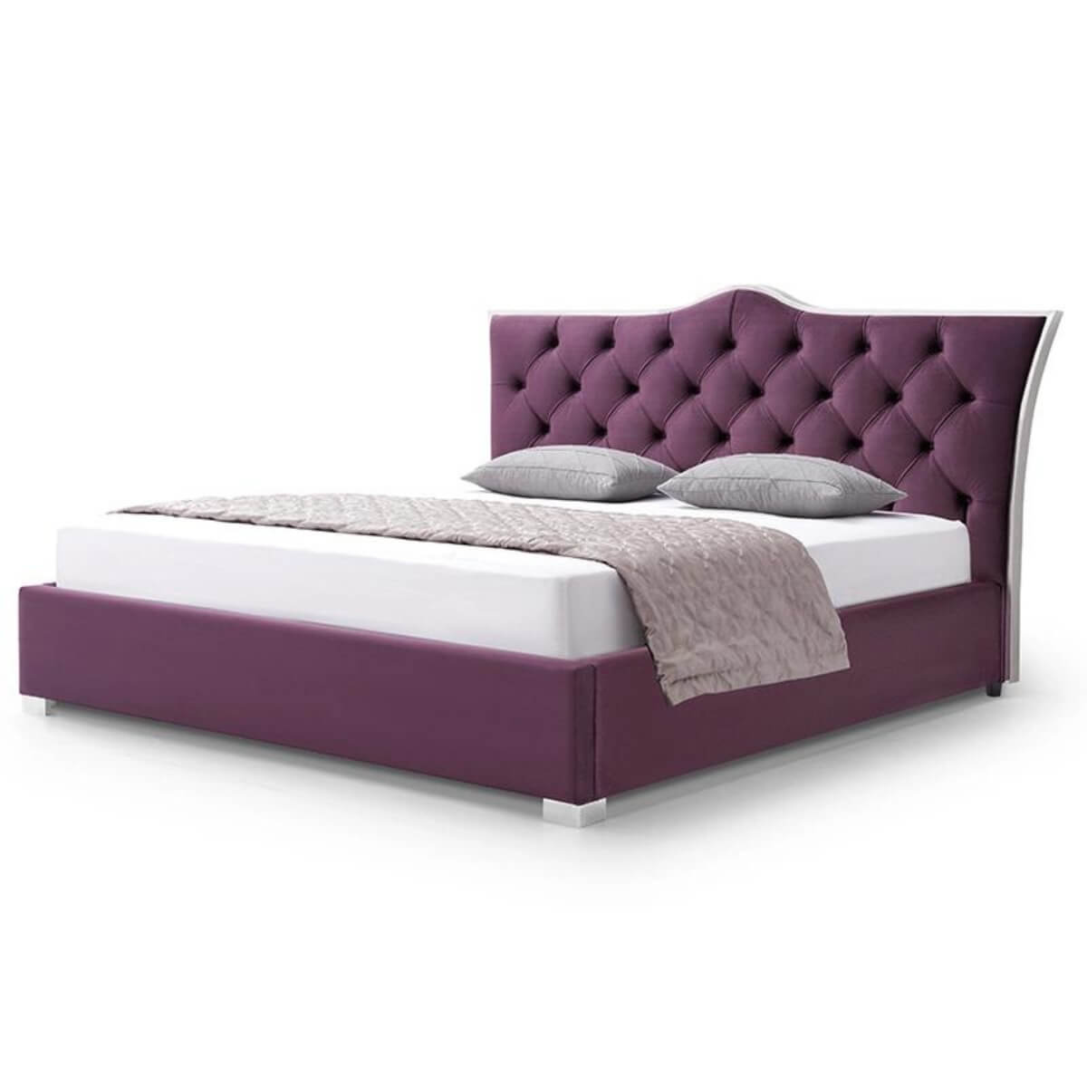 Aurora Luxe custom comfortable velvet bed featuring plush upholstery, tufted headboard, and modern design