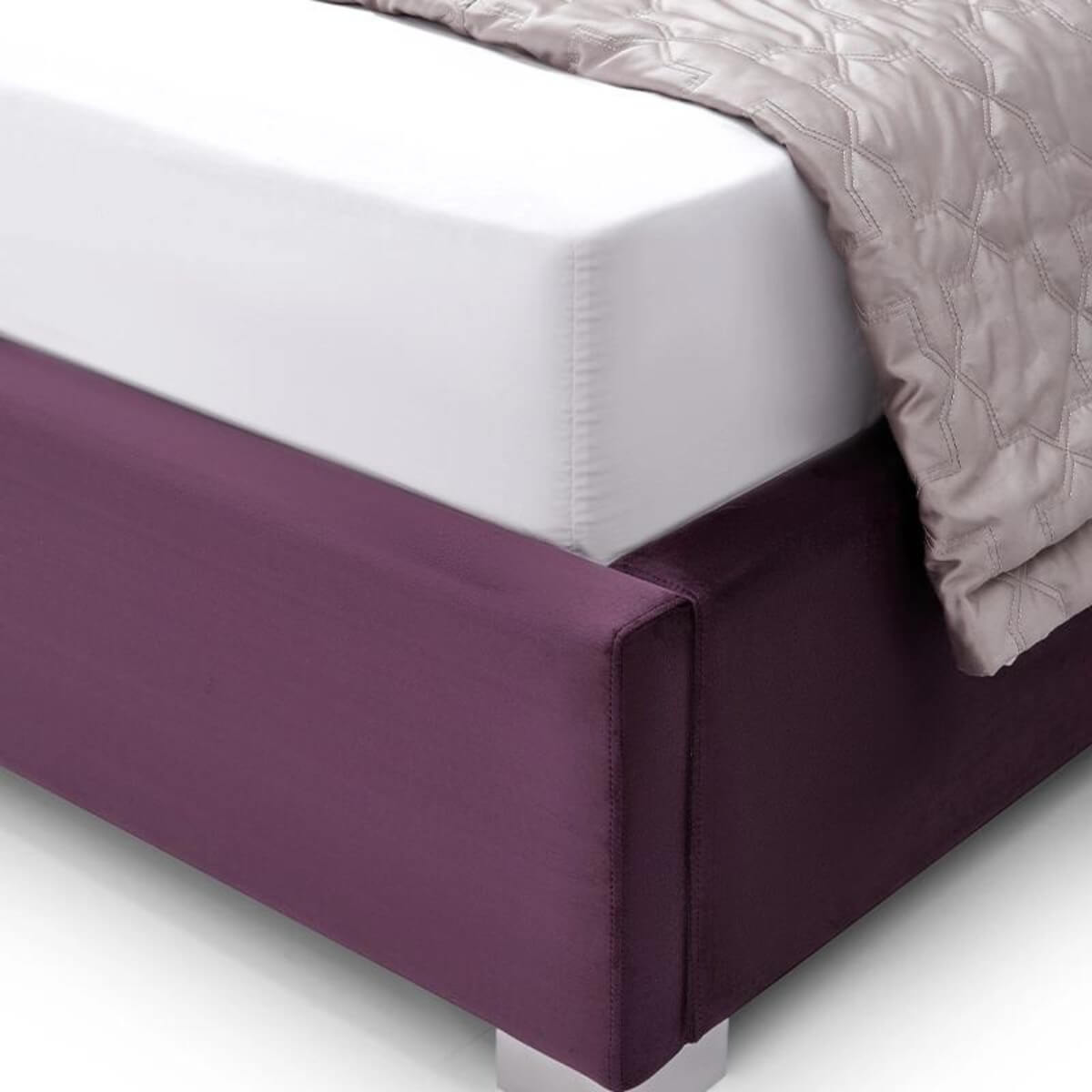 Close-up of Aurora Luxe custom velvet bed square stand showcasing sturdy frame and elegant finish
