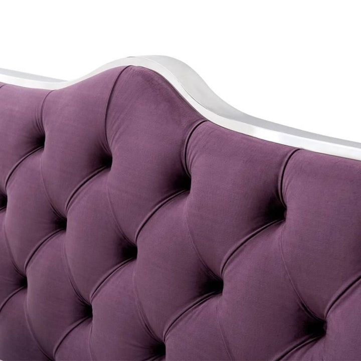 Close-up detail of Aurora Luxe custom velvet bed showing plush fabric texture and elegant tufting