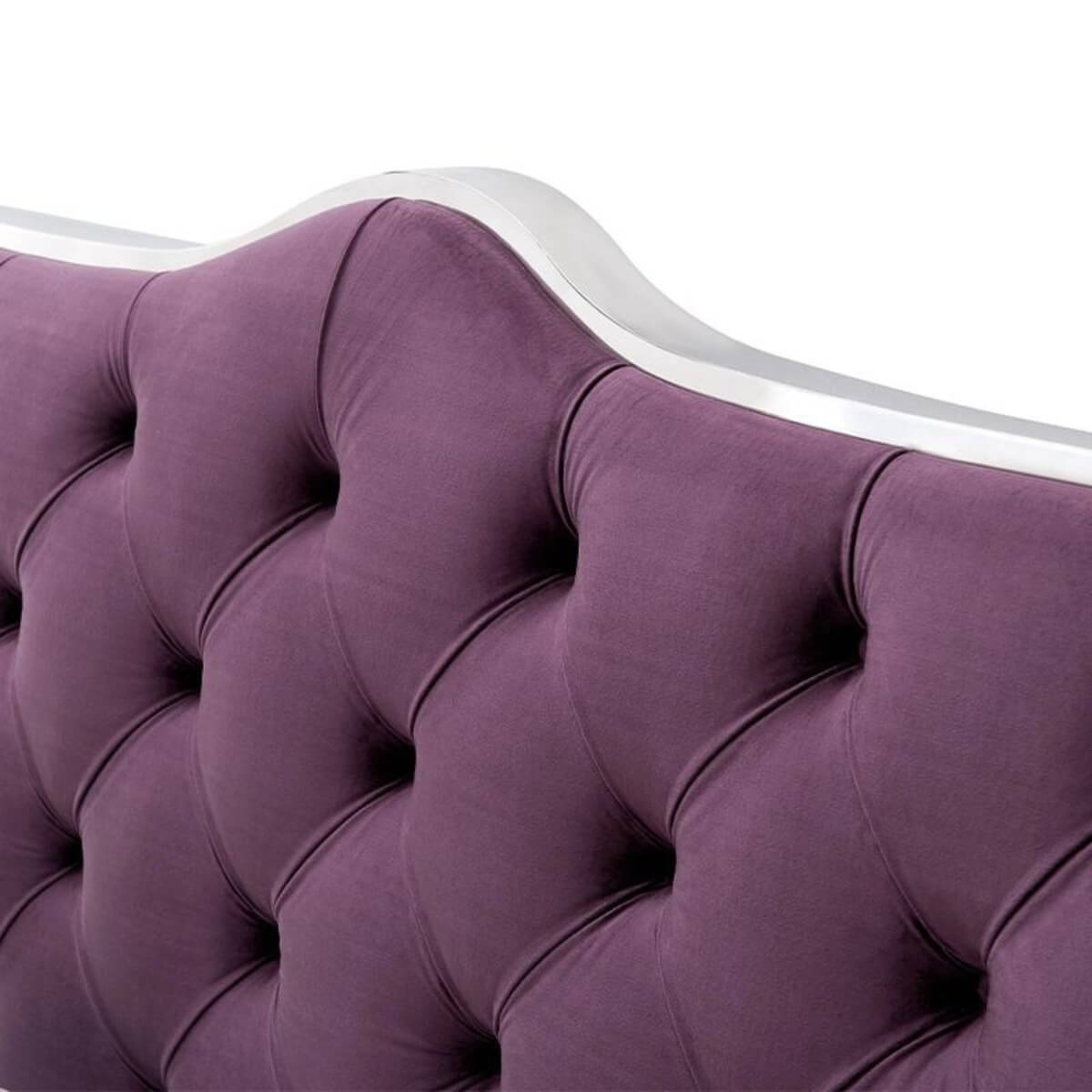 Close-up detail of Aurora Luxe custom velvet bed showing plush fabric texture and elegant tufting