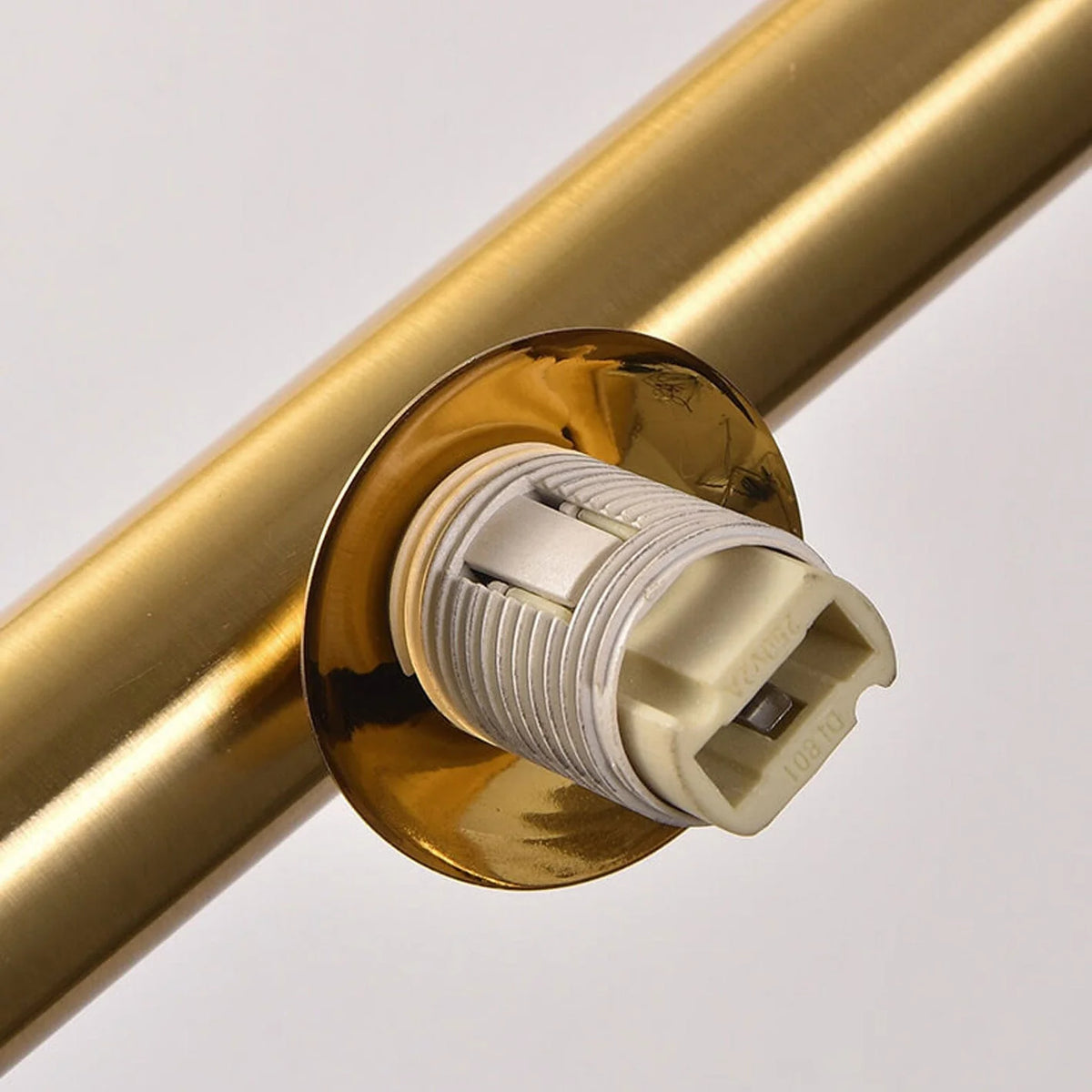 Aurora Trio Globe Wall Sconce light bulb socket close view, modern metal and glass G9 design
