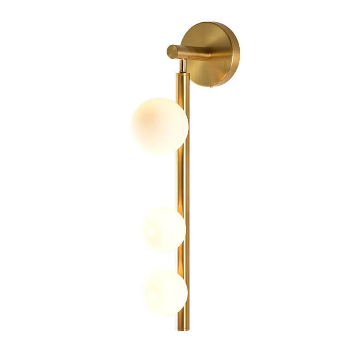 Aurora Trio Globe Wall Sconce light side view, showcasing sleek metal and glass design with G9 bulb socket