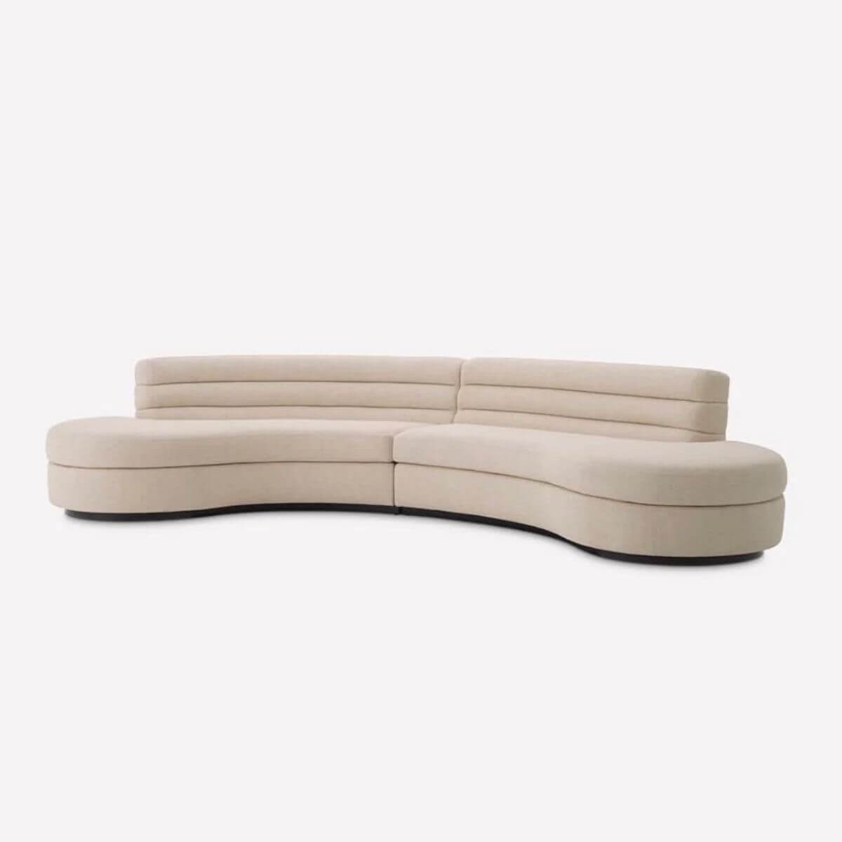 Side view of Bespoke Elegant Essence cotton linen sectional big-size sofa showcasing sleek design