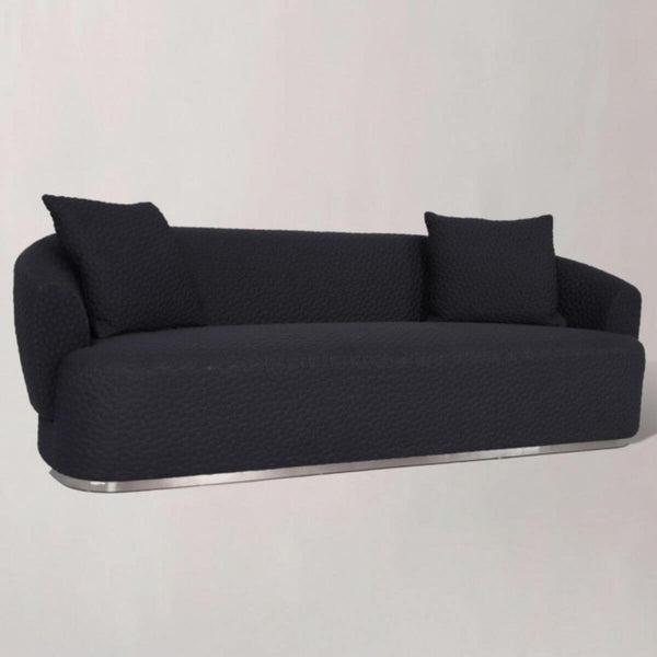 Side view of bespoke Graceful Grove cotton linen three-seater sofa showcasing sleek design and fabric