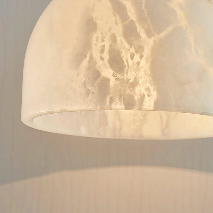 Blair alabaster pendant light close-up of marble light head showcasing modern elegant design