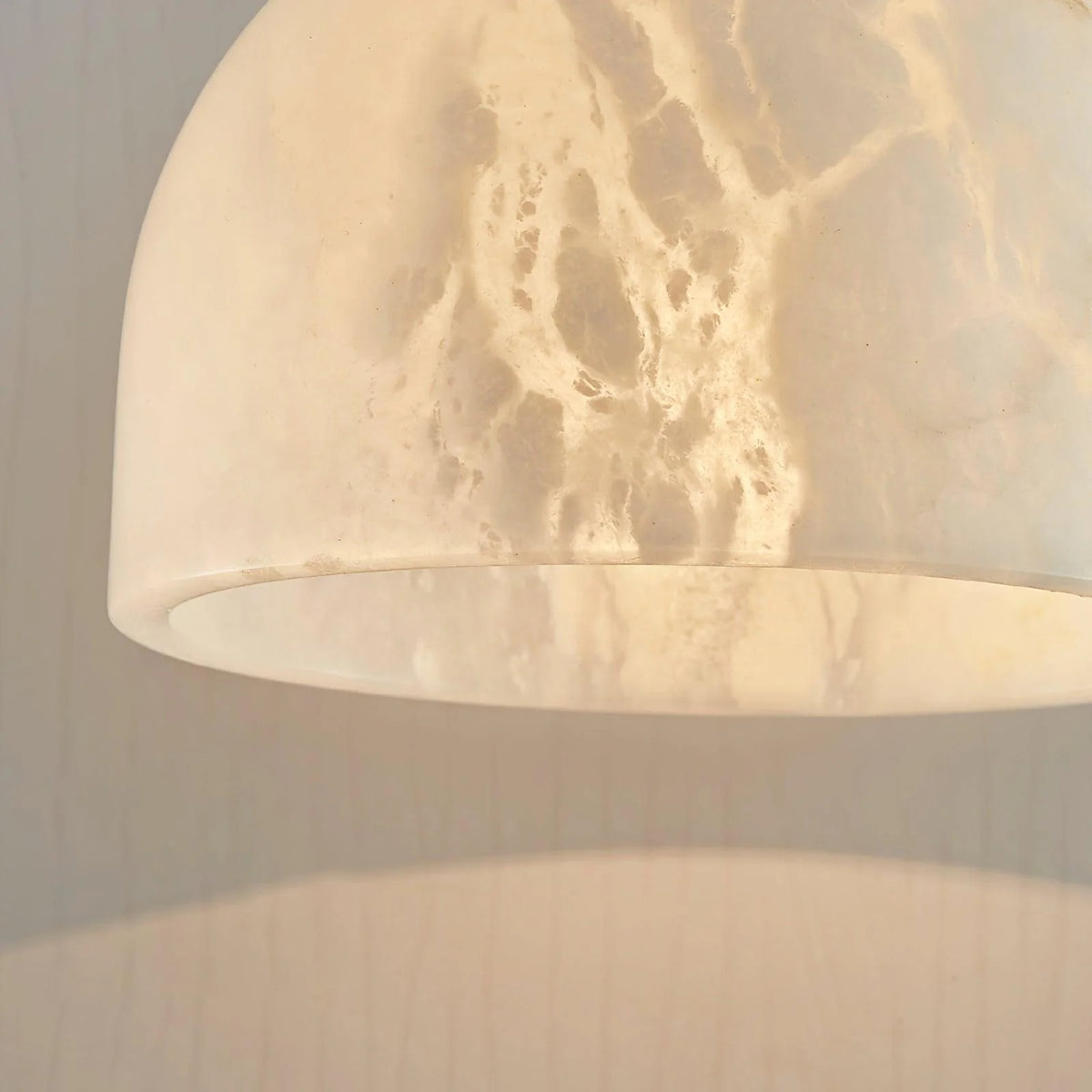 Blair alabaster pendant light close-up of marble light head showcasing modern elegant design