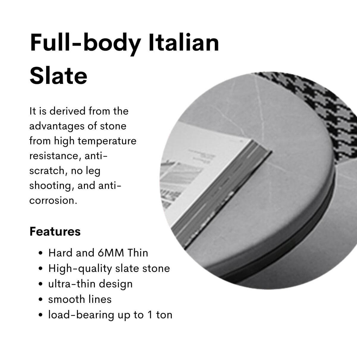 Blox coffee table with full-body Italian slate, ultra-thin 6MM design, strong and durable