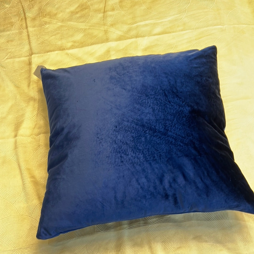 Blue velvet Dreamy Delight cushion model 01, soft luxurious decorative pillow for elegant interiors