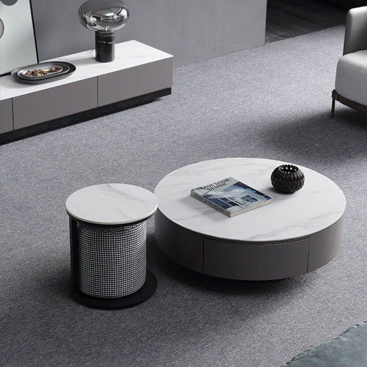 Top view of Blox coffee table showcasing Italian slate surface and sleek modern design