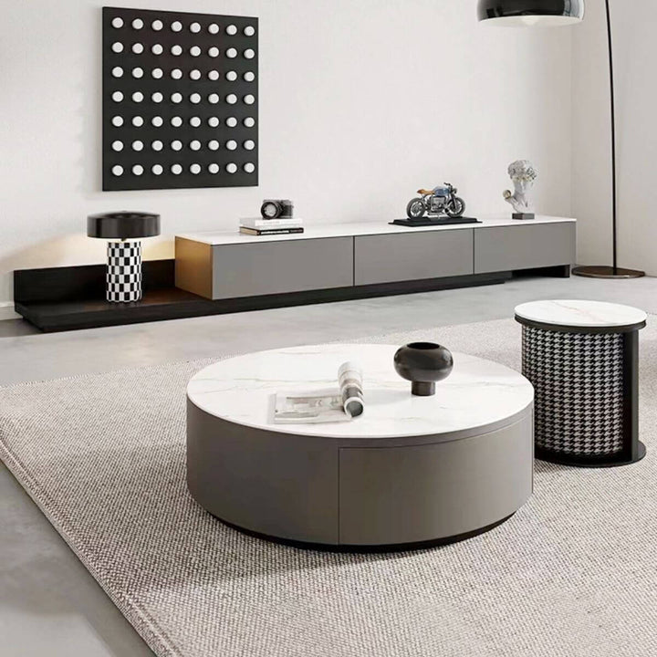 Blox coffee table showcasing minimalist design with Italian slate top and sturdy base