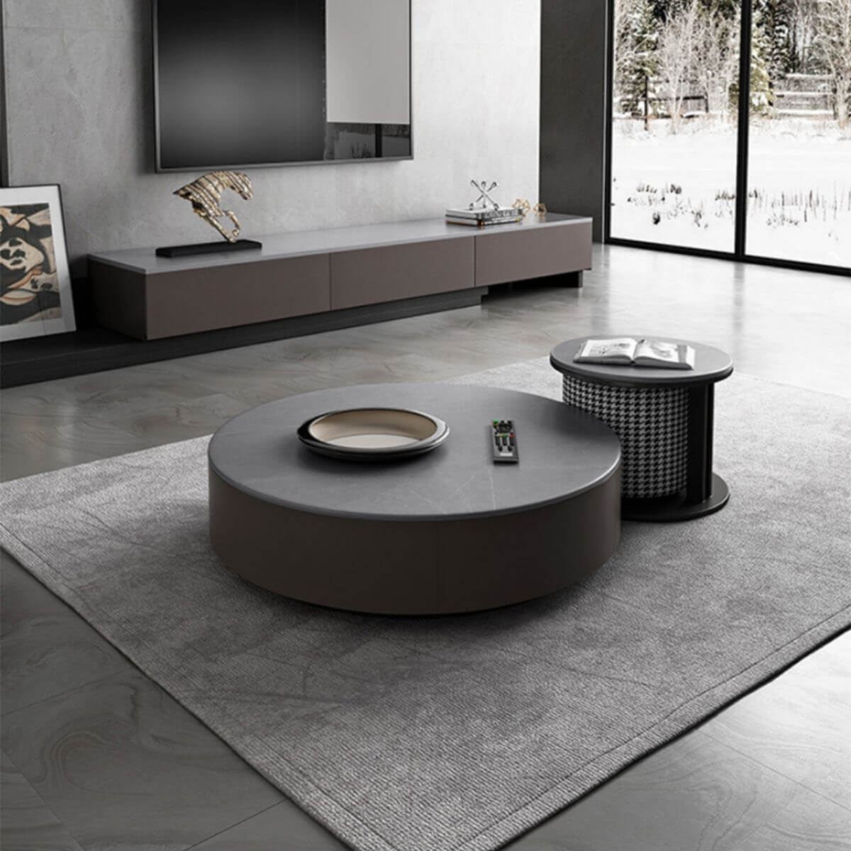 Blox coffee table placed in stylish living room with modern decor and cozy ambiance