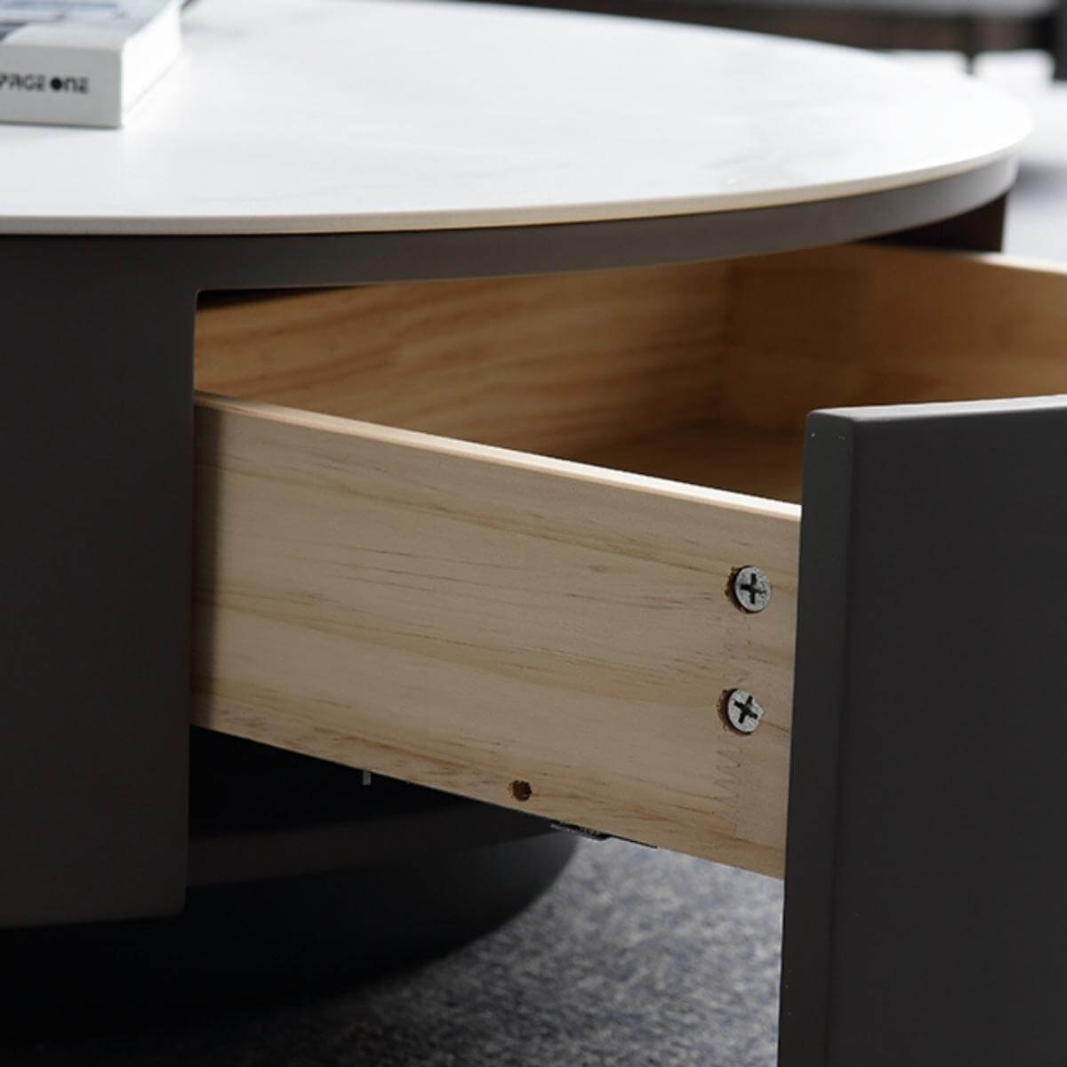 Blox coffee table with modern design, Italian slate top, and versatile storage functionality