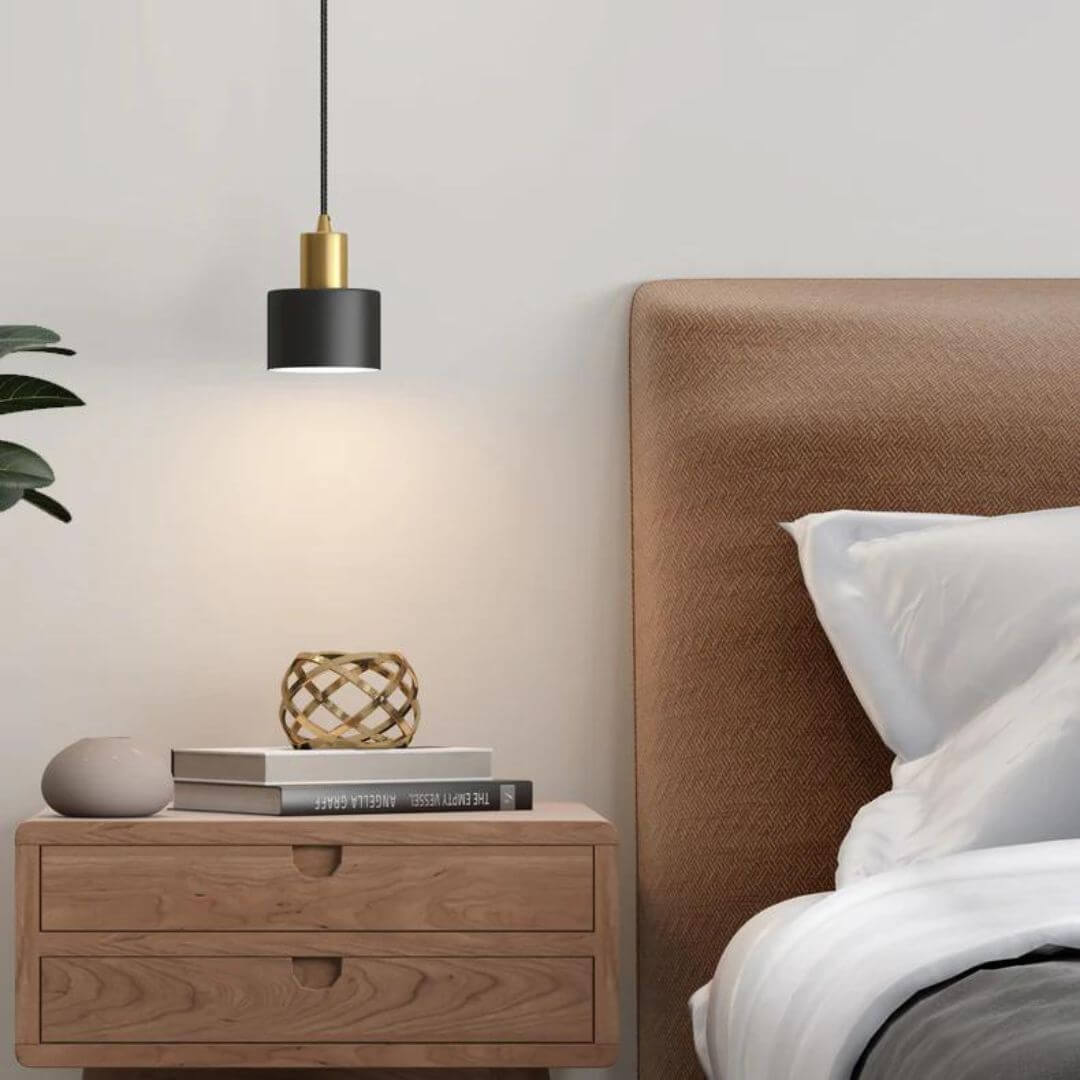 Modern brilliance chandelier with metal and glass design, perfect for bedroom table lighting