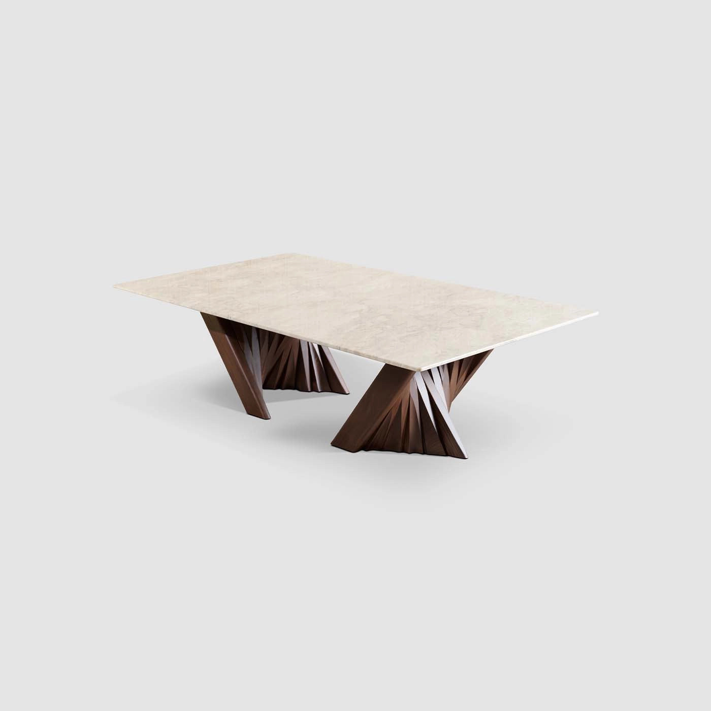 Cadence coffee table with solid wood base, modern custom-made design for elegant living room interiors