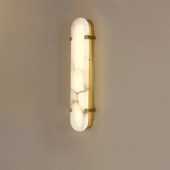 Calla alabaster wall sconce front view, modern stylish decorative wall light for home interiors