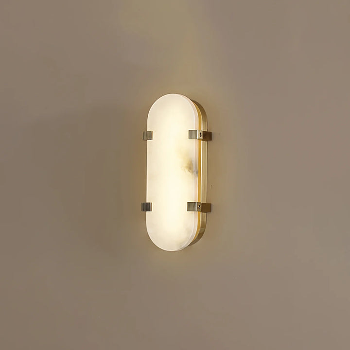Calla alabaster wall sconce 07 small size front view, modern elegant wall light for interiors