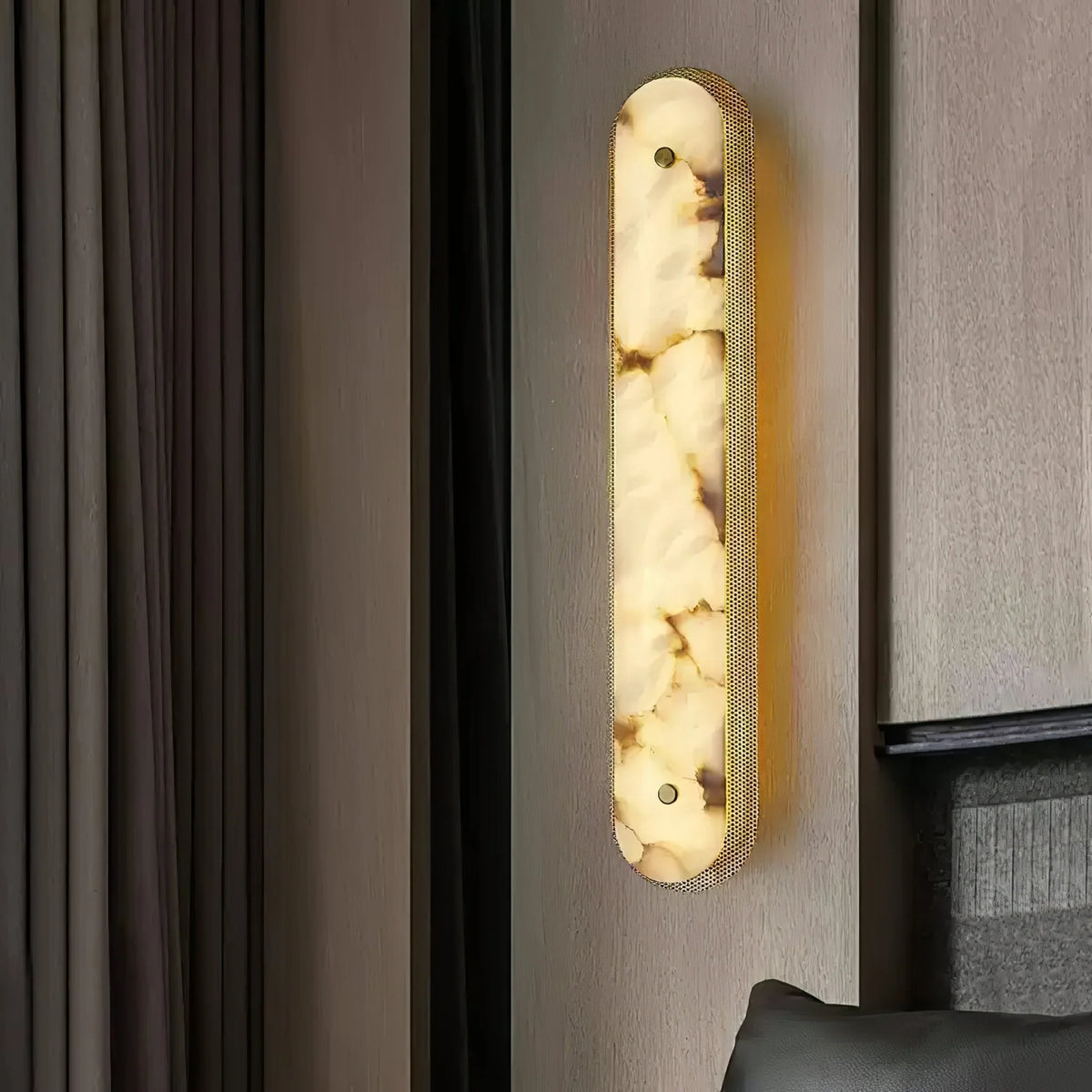 Calyxon luxury wall sconce bedside view, elegant modern design for stylish bedroom and home interiors