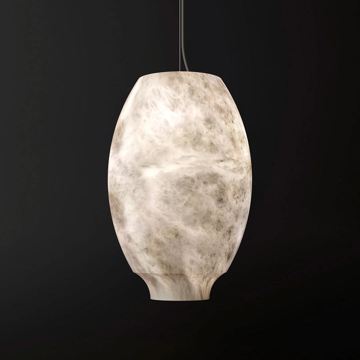 Camille alabaster pendant lamp front view showcasing elegant modern lighting design