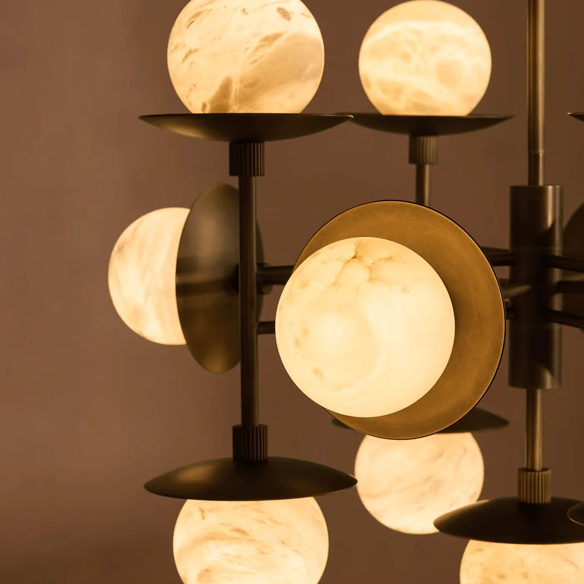 Cara chandelier luxury ceiling light close view of marble ball with elegant crystal and premium finish