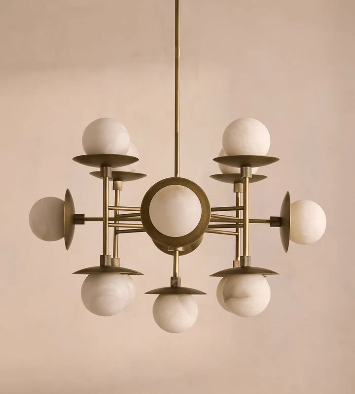 Cara chandelier luxury ceiling light front view highlighting elegant crystals and modern luxury design