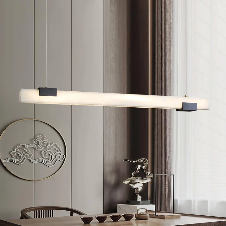 Cary alabaster pendant light modern lighting dining room view elegant stylish home decor
