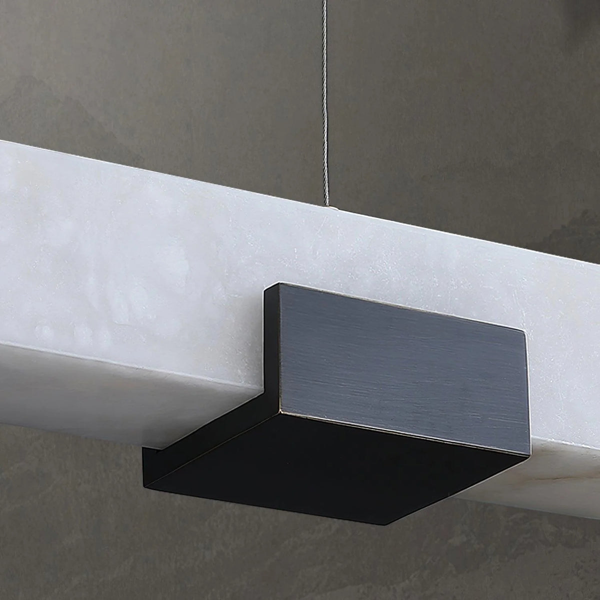 Cary alabaster pendant light modern lighting black metal close-up view elegant home decor