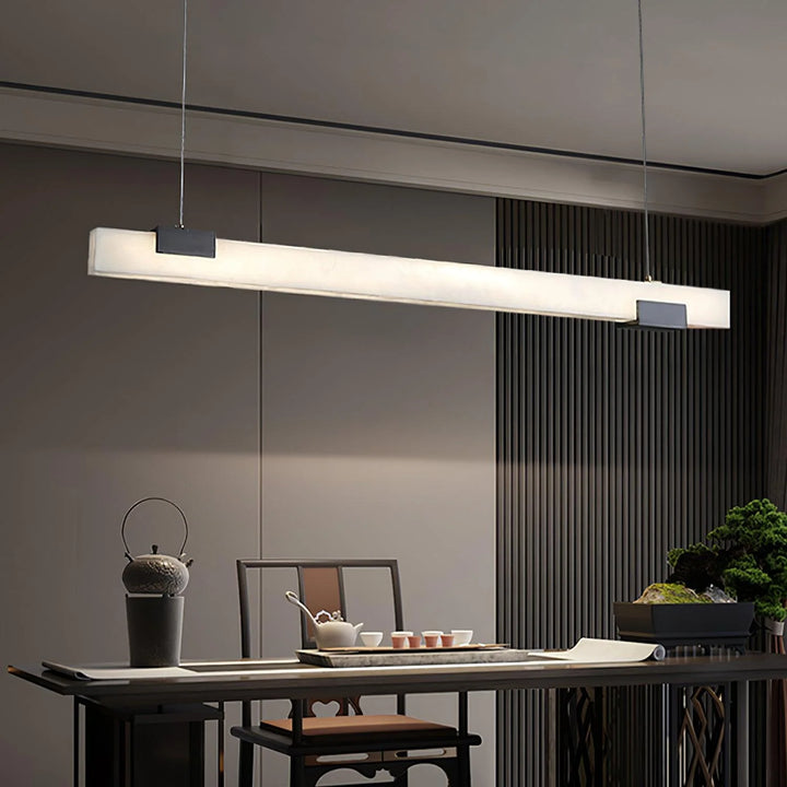 Cary alabaster pendant light modern lighting dining room view elegant stylish home decor