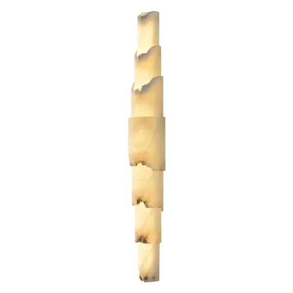 Cascading alabaster wall sconce luxury lighting showing a side view for elegant contemporary interiors