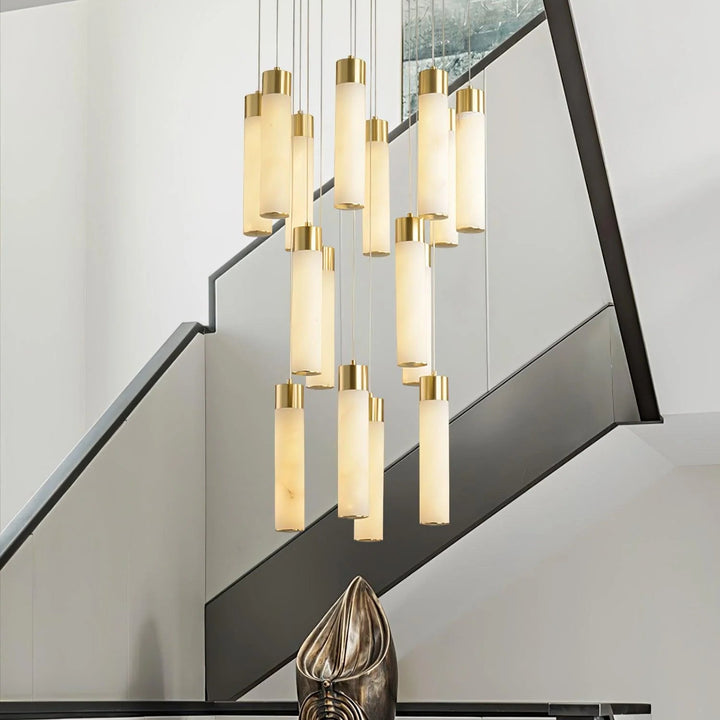 Celestial Alabaster Cascade chandelier – modern marble hanging light fixture view