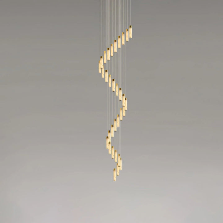 Celestial Alabaster Cascade chandelier – modern front view of elegant marble hanging light