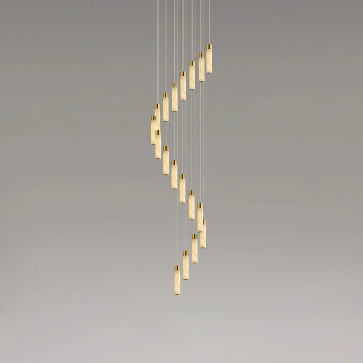 Celestial Alabaster Cascade chandelier – modern hanging marble light fixture in view