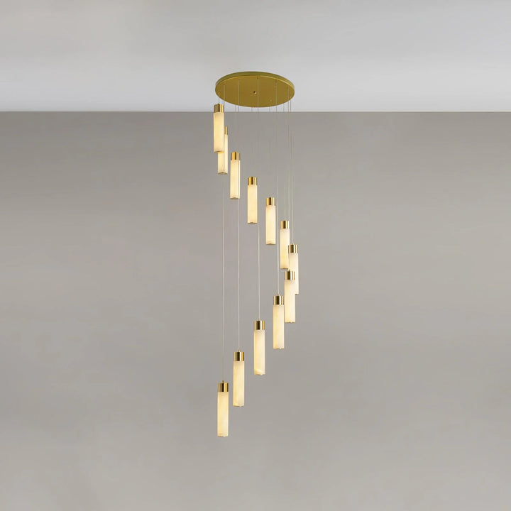 Celestial Alabaster Cascade chandelier – modern hanging marble light fixture view