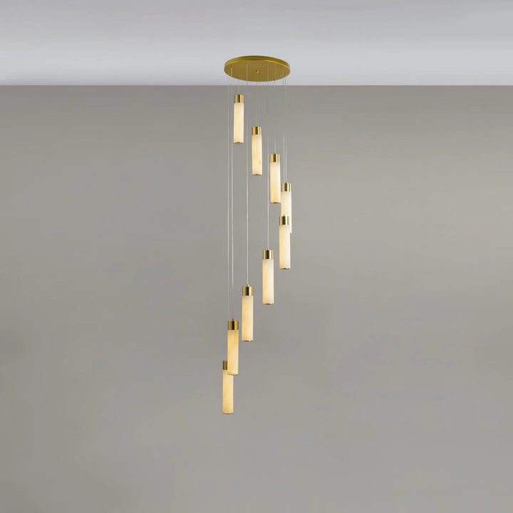 Celestial Alabaster Cascade chandelier – modern marble hanging light fixture view