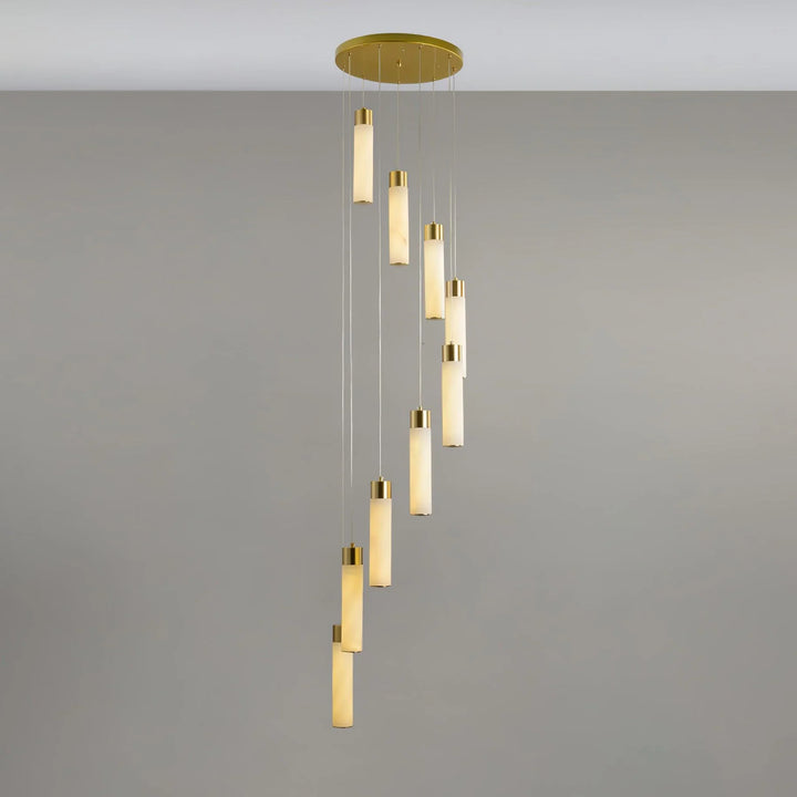 Celestial Alabaster Cascade chandelier – modern hanging marble light fixture view