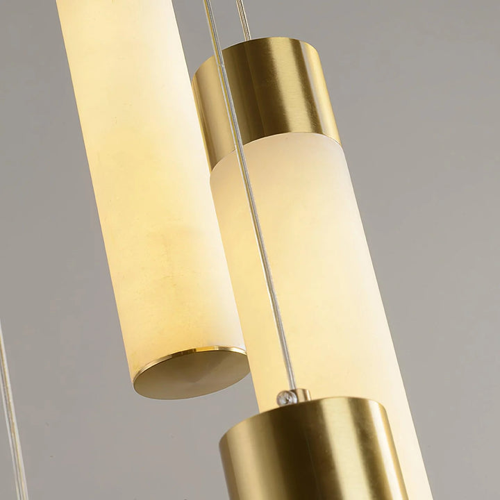 Celestial Alabaster Cascade chandelier – detailed view of modern elegant marble hanging light