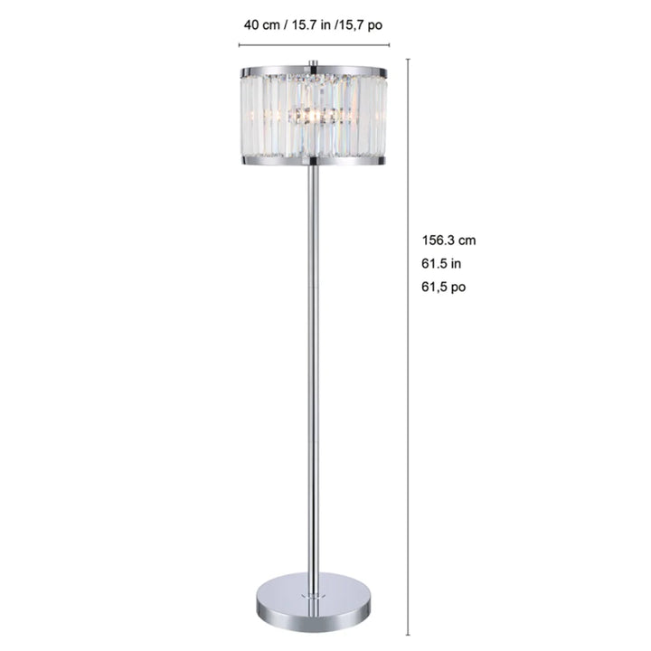 Cheila Crystal Prism floor lamp modern luxury lighting product dimension view