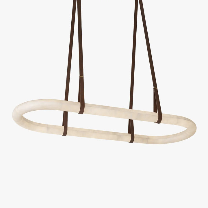 Circle alabaster chandelier side view – elegant modern lighting for stylish contemporary interiors