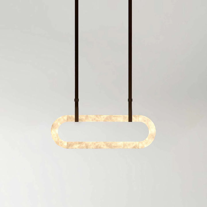 Circle alabaster chandelier front view – elegant modern lighting for stylish contemporary interiors