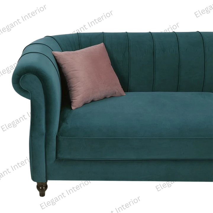 Half Front View of Classic Chesterfield 4 Seater Sofa Luxury Elegant Living Room Furniture