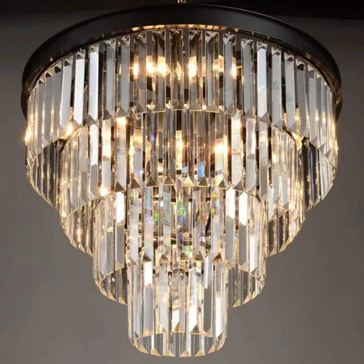 Close view of Cloe chandelier in an elegant interior, showcasing its intricate design