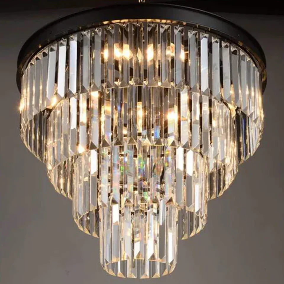 Close view of Cloe chandelier in an elegant interior, showcasing its intricate design