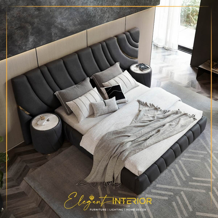 Top view of Coca luxury bed with stylish bedding setup