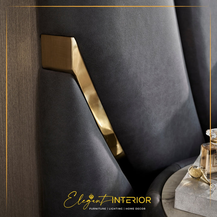 Coca luxury bed featuring gold metal frame in stylish bedroom décor
