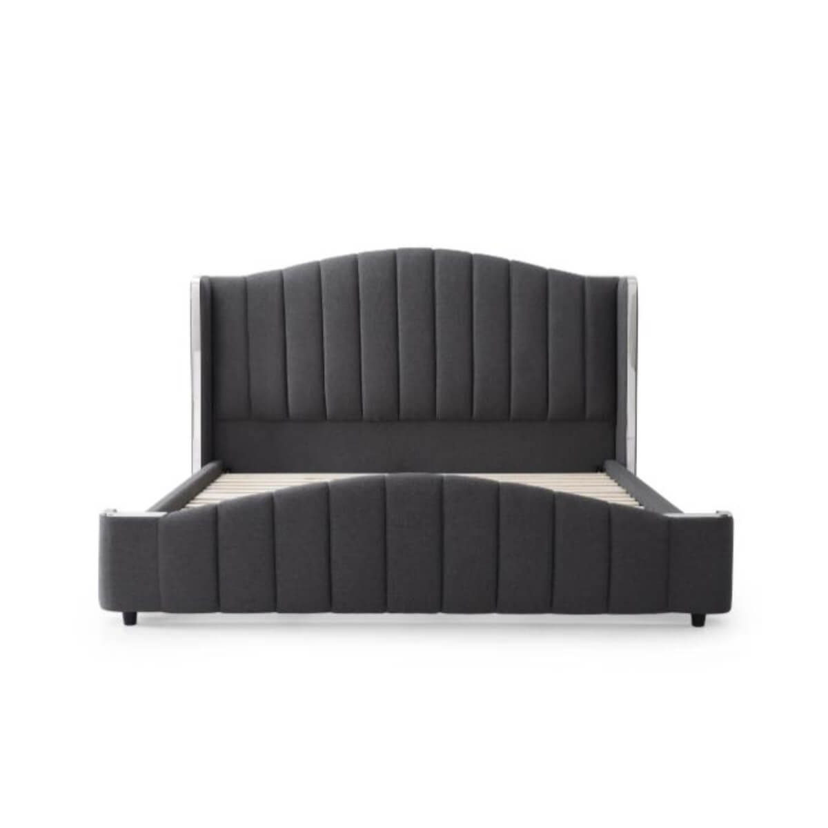Front-side view of comfortable Seraphic Slumber velvet KB35 1.8M bed with plush upholstery and tufted headboard