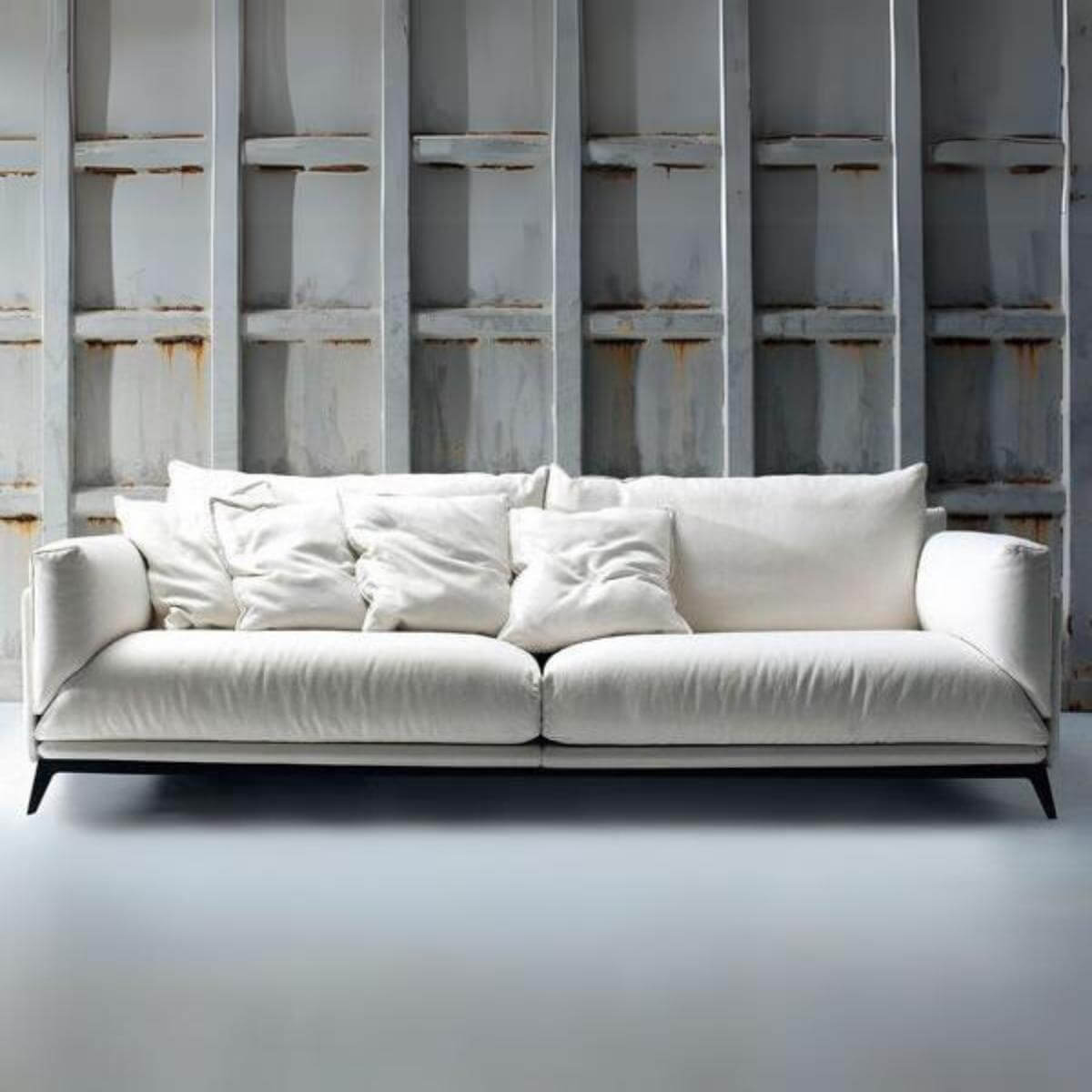Arflex Faubourg sofa upholstered in cotton linen fabric with sleek modern design