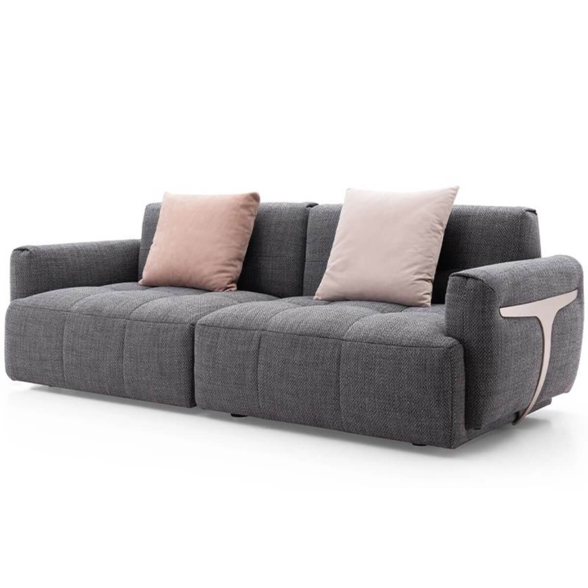 Side view of Cozy Cradle KS24 custom sofa with cotton-linen upholstery – elegant design with plush cushions and sleek modern lines