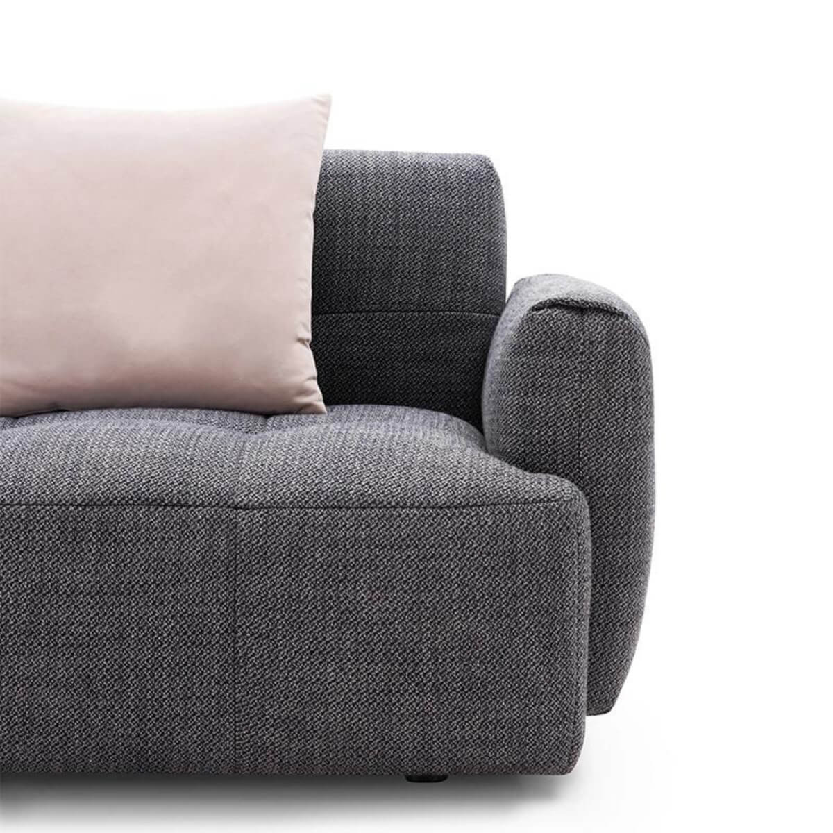 Right side view of Cozy Cradle KS24 custom sofa with cotton-linen upholstery – modern design featuring plush cushions and clean lines
